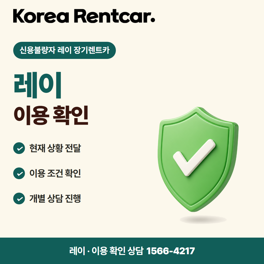 신용불량자 레이 장기렌트카 · 이용 확인 카드뉴스